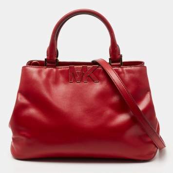 Pre Owned MICHAEL Michael Kors Red Leather Medium Florence  Satchel