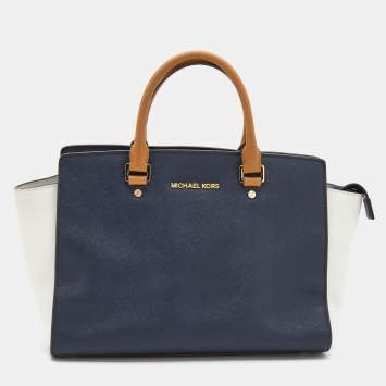Pre Owned MICHAEL Michael Kors Tri Color Leather Large Selma Satchel