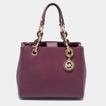 Pre Owned MICHAEL Michael Kors Burgundy Leather Small Cynthia Satchel 