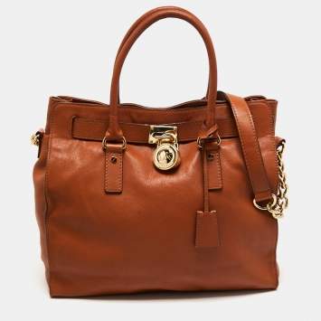 Pre Owned MICHAEL Michael Kors Brown Leather Hamilton Tote