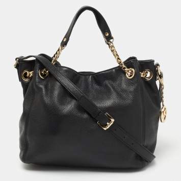 Pre Owned MICHAEL Michael Kors Black Grained Leather Chain Tote