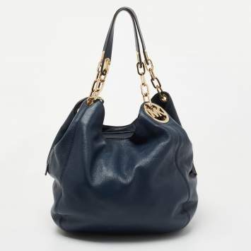 Pre Owned MICHAEL Michael Kors Blue Leather Fulton Shoulder Bag