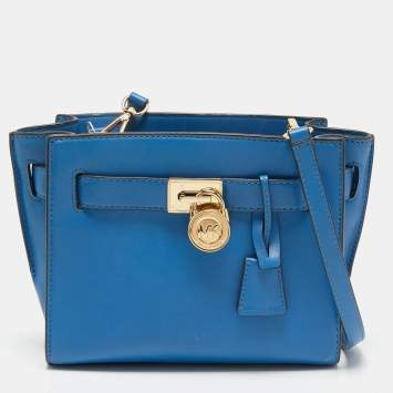 Pre Owned MICHAEL Michael Kors Blue Leather Hamilton Crossbody Bag