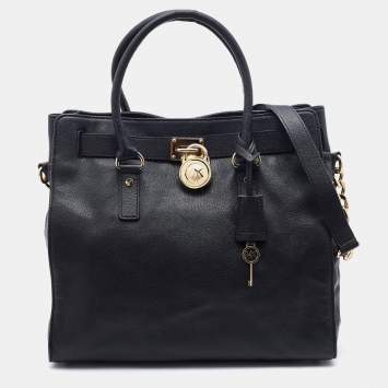 Pre Owned MICHAEL Michael Kors Black Leather Hamilton Tote