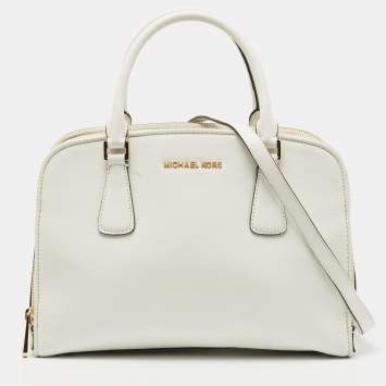 Pre Owned MICHAEL Michael Kors Off White Leather Reese Satchel