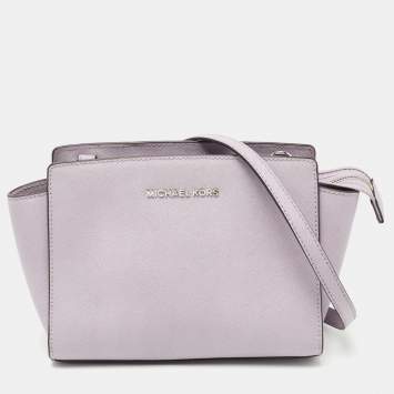 Pre Owned MICHAEL Michael Kors Lilac Leather Small Selma Crossbody Bag