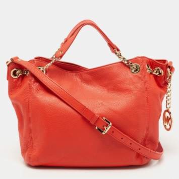 Pre Owned MICHAEL Michael Kors Red Leather Chain Tote