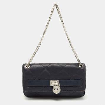 Pre Owned Michael Kors Navy Blue Quilted Leather Hamilton Chain Shoulder Bag