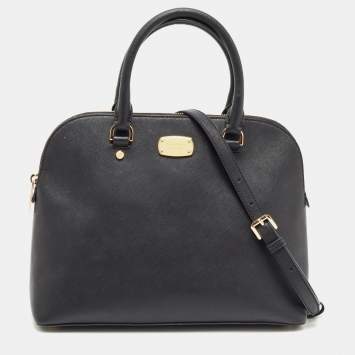 Pre Owned MICHAEL Michael Kors Black Leather Cindy Dome Satchel