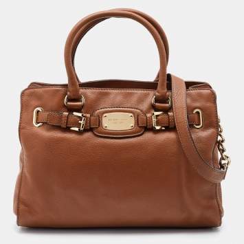 Pre Owned MICHAEL Michael Kors Brown Leather Hamilton Tote
