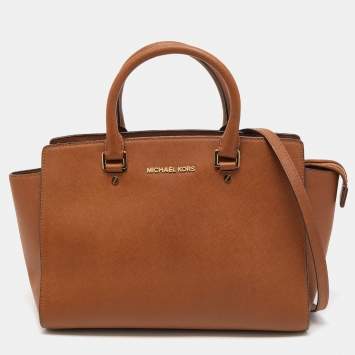 Pre Owned MICHAEL Michael Kors Brown Leather Large Selma Satchel