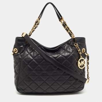Pre Owned MICHAEL Michael Kors Black Quilted Leather Susannah Hobo