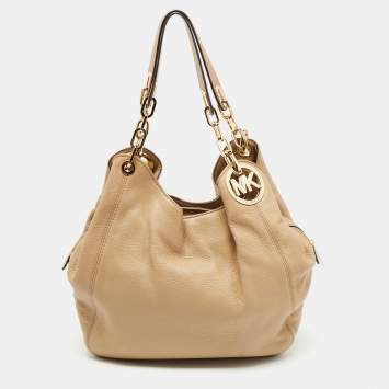 مملوكة مسبقًا MICHAEL Michael Kors Beige Leather Fulton Shoulder Bag