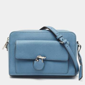 Pre Owned MICHAEL Michael Kors Blue Saffiano Leather Emma Crossbody Bag
