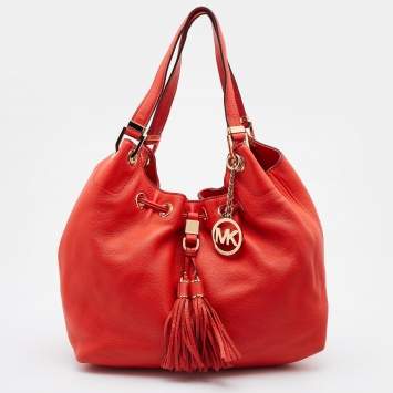 Pre Owned MICHAEL Michael Kors Orange Leather Camden Drawstring Shoulder Bag