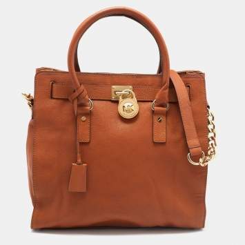 Pre Owned MICHAEL Michael Kors Tan Leather Large Hamilton North South Tote