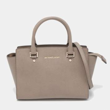 Pre Owned MICHAEL Michael Kors Taupe Saffiano Leather Medium Selma Satchel