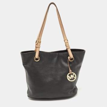 Pre Owned MICHAEL Michael Kors Black Soft Leather Small Jet Set Tote