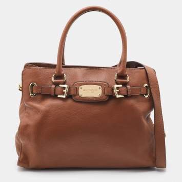 Pre Owned MICHAEL Michael Kors Brown Leather East West Hamilton Tote