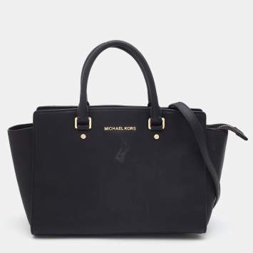 Pre Owned MICHAEL Michael Kors Black Leather Selma Satchel