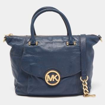 مملوكة مسبقًا MICHAEL Michael Kors Navy Blue Soft Leather Fulton Hobo