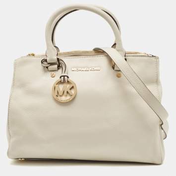 Pre Owned MICHAEL Michael Kors Off White Leather Sutton Tote