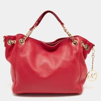 Pre Owned MICHAEL Michael Kors Red Leather Chain Tote