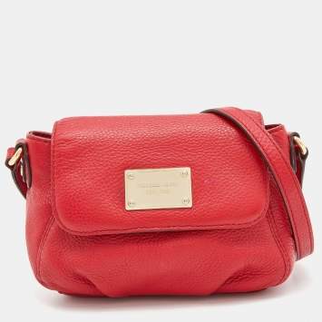 Pre Owned MICHAEL Michael Kors Red Leather Flap Crossbody Bag