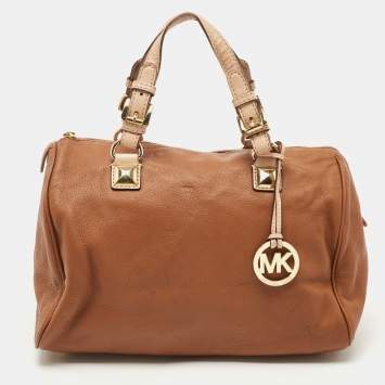 Pre Owned MICHAEL Michael Kors Brown Leather Grayson Boston Bag