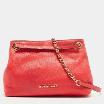 Pre Owned MICHAEL Michael Kors Coral Leather Jet Set Chain Shoulder Bag