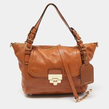 مملوكة مسبقًا MICHAEL Michael Kors Brown Leather Deneuve Satchel