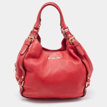 Pre Owned MICHAEL Michael Kors Red Leather Bedford Hobo