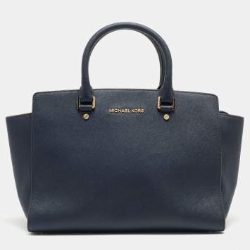 مملوكة مسبقًا MICHAEL Michael Kors Dark Blue Leather Large Selma Satchel