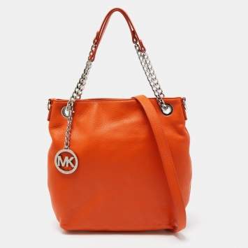 Pre Owned  MICHAEL Michael Kors Orange Leather Jet Set Chain Shoulder Bag