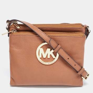 Pre Owned MICHAEL Michael Kors Brown Leather Crossbody Bag