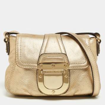 مملوكة مسبقًا MICHAEL Michael Kors Gold Leather Bridgette Crossbody Bag
