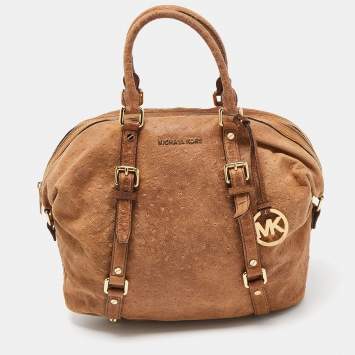 Pre Owned MICHAEL Michael Kors Brown Ostrich Embossed Leather Tote