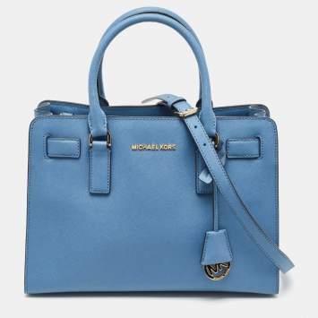 Pre Owned MICHAEL Michael Kors Blue Leather Medium East West Dillon Tote