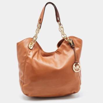 Pre Owned MICHAEL Michael Kors Brown Leather Large Lilly Tote