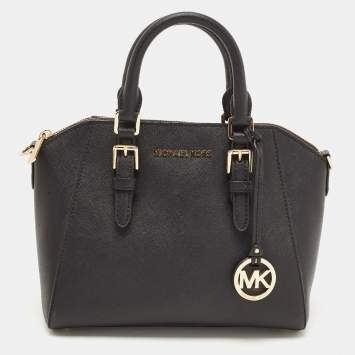 مملوكة مسبقًا MICHAEL Michael Kors Black Saffiano Lux Leather Ciara Satchel