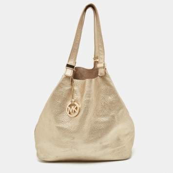 Pre Owned Michael Michael Kors Gold Leather Shopper Tote