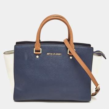 Pre Owned MICHAEL Michael Kors Tri Color Leather Medium Selma Satchel