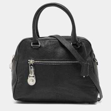 Pre Owned MICHAEL Michael Kors Black Leather Dome Top Handle Bag