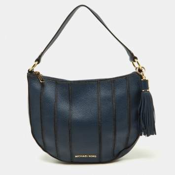 Pre Owned MICHAEL Michael Kors Blue Leather and Canvas Hobo