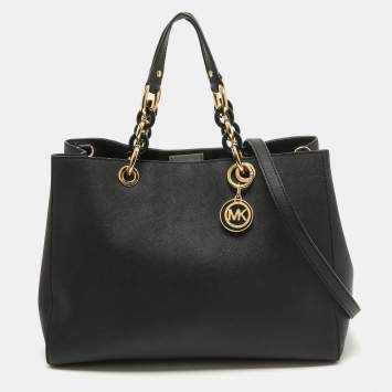 Pre Owned MICHAEL Michael Kors Black Saffiano Leather Large Cynthia Tote