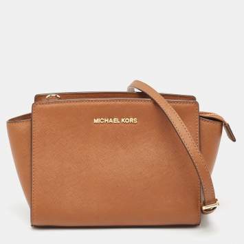 Pre Owned MICHAEL Michael Kors Brown Leather Medium Selma Crossbody Bag