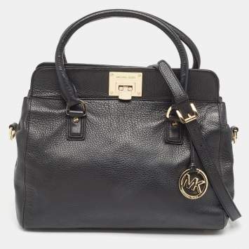 Pre Owned MICHAEL Michael Kors Black Leather Large Astrid Satchel