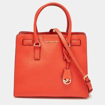 مملوكة مسبقًا MICHAEL Michael Kors Red Leather Hamilton North South Tote