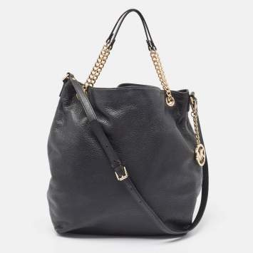 Pre Owned MICHAEL Michael Kors Black Leather Charm Tote