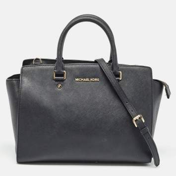 Pre Owned MICHAEL Michael Kors Black Saffiano Leather Large Selma Satchel